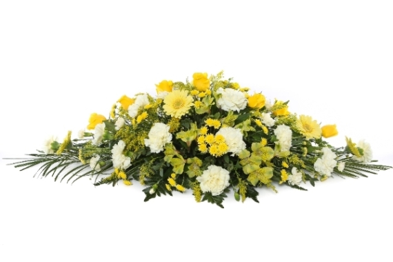 Traditional Mixed Coffin Spray Yellow & Cream